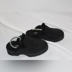UGG Black Cozy flower Fur Clogs